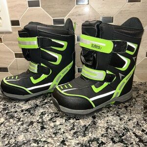 Totes Kids Winter Snow Boots Thinsulate Waterproof Black Green Size 3M